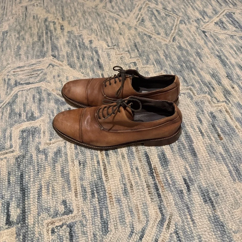 Joseph Abboud Distressed Tan Leather Dress Shoes Mens Size 10.5